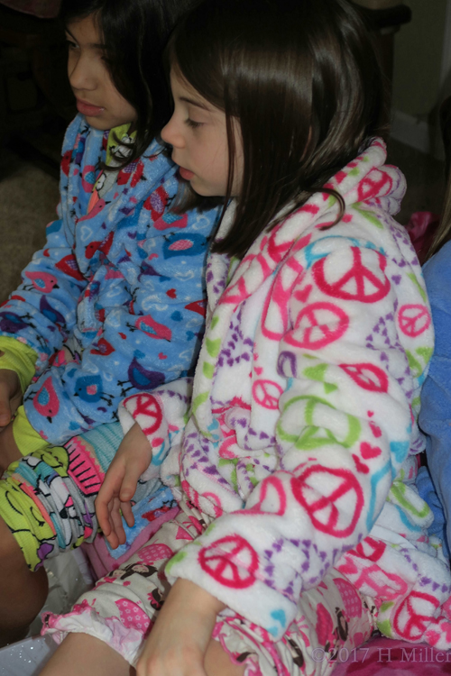 Madison In A White Patterned Girls Spa Robe Madison In A White Patterned Girls Spa Robe