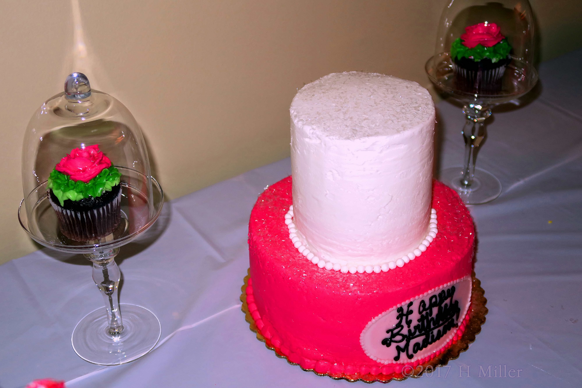 A Gorgeous Spa Party Themed Nail Polish Cake And Rose Cupcakes 1