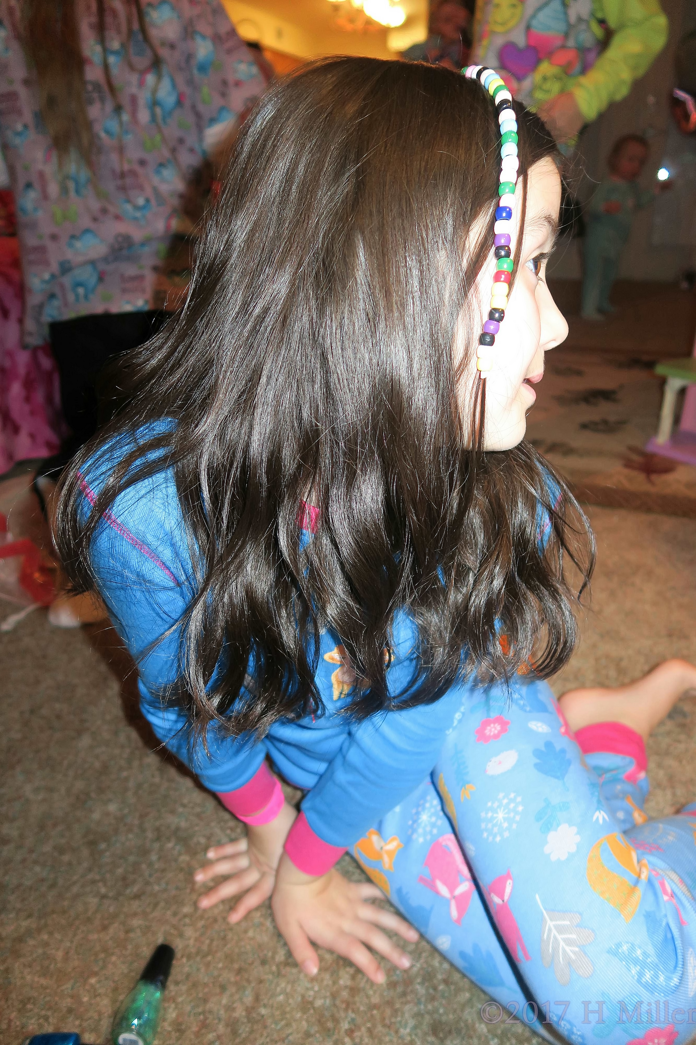 One Side Beaded Braids For This Girls Hairstyle. One Side Beaded Braids For This Girls Hairstyle.