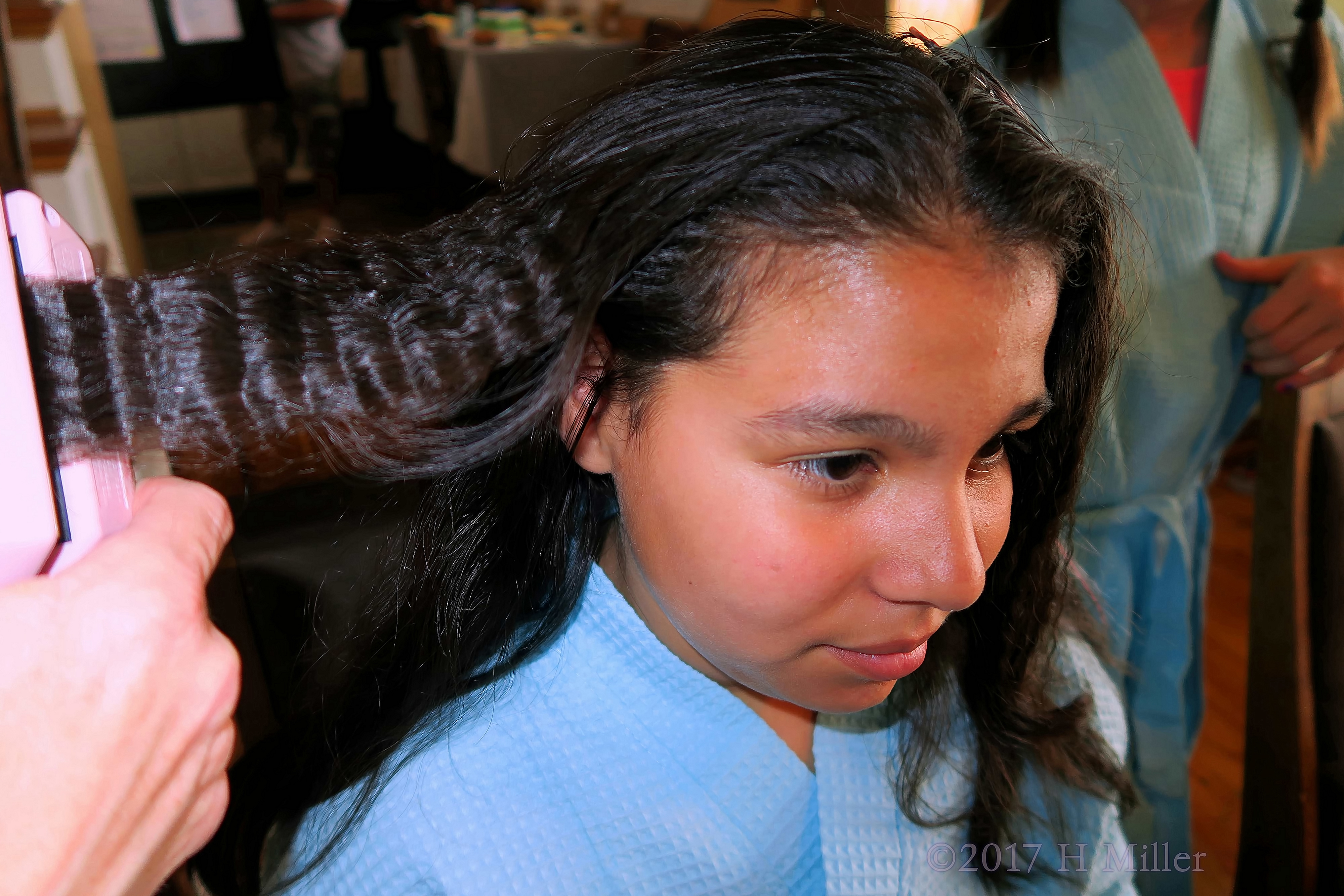 The Birthday Girl's Hair Styling In Progress 