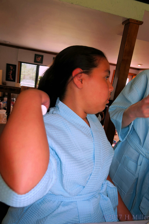 Birthday Girl Madison Getting Ready To Begin Her Kids Hairstyling Activity. Birthday Girl Madison Getting Ready To Begin Her Kids Hairstyling Activity.