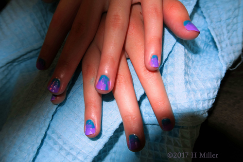 Colour Fusion Ombre Nail Art In Pink And Purple.