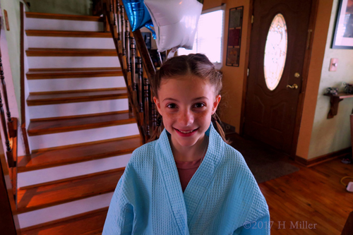 Spa Party Guest Gets Her Hair Beautifully Braided. Spa Party Guest Gets Her Hair Beautifully Braided.