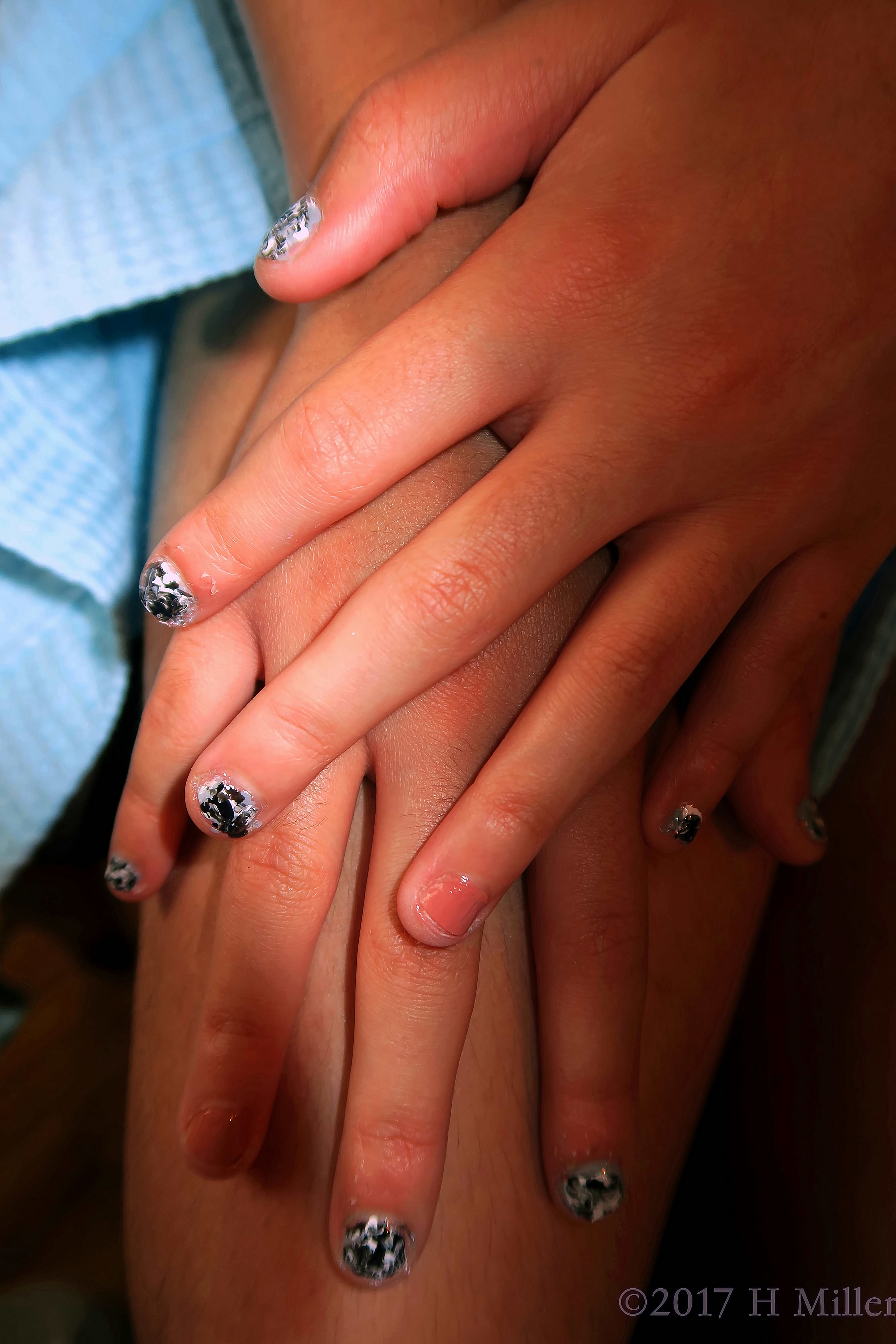 Black, Gray, Peach! So Many Shades For Her Kids Mani Black, Gray, Peach! So Many Shades For Her Kids Mani