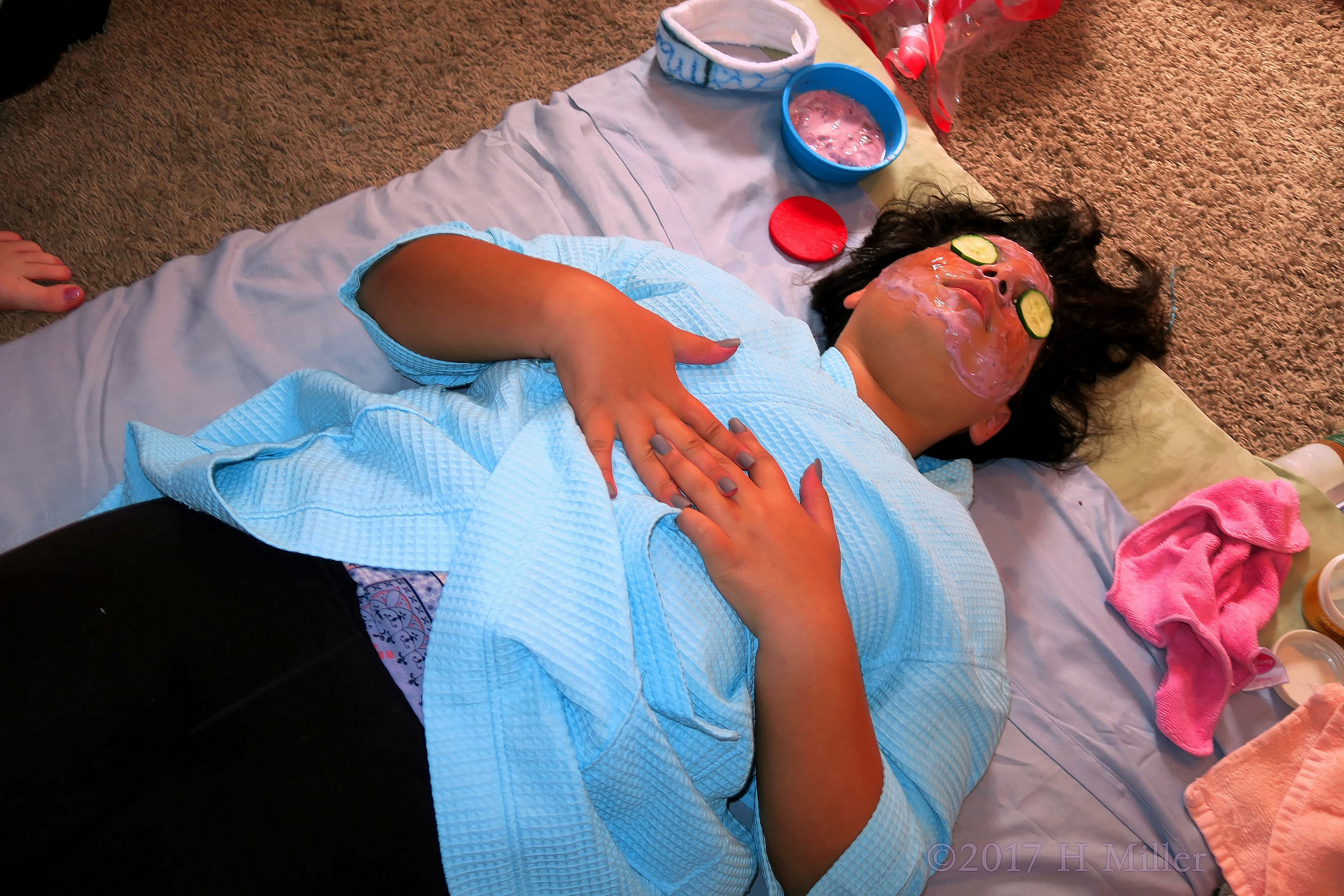 Relaxing During Her Facial At The Girls Spa Party 