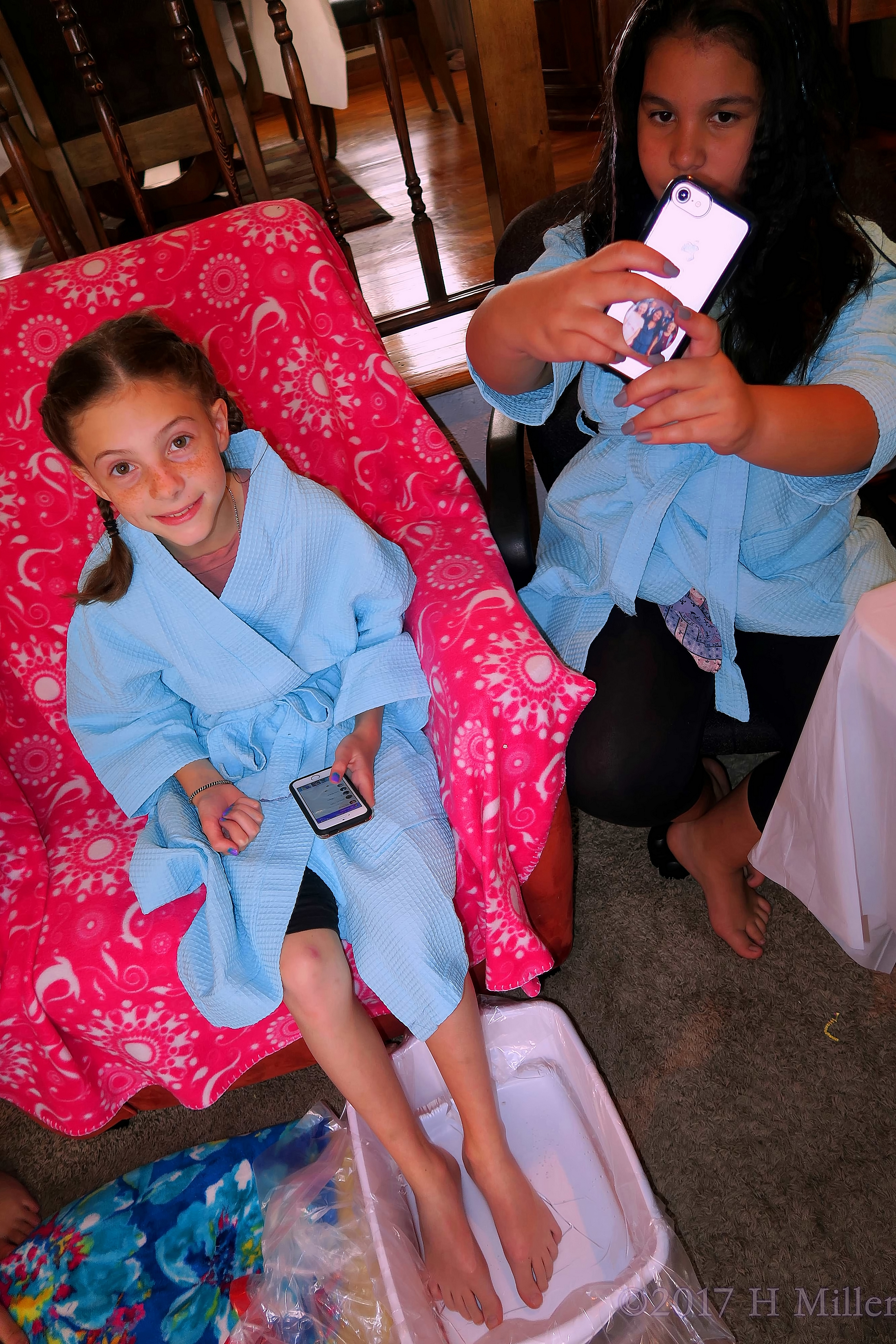 The Birthday Girl Clicks A Selfie During The Kids Pedicure Activity 
