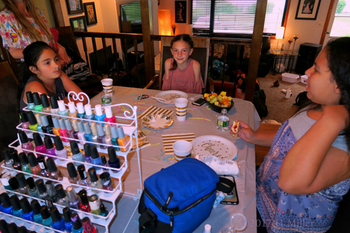 Cheers! Snacks On Cheer Plates At The Girls Party Cheers! Snacks On Cheer Plates At The Girls Party