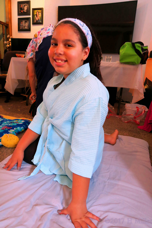 Smiling Birthday Girl After Her Facial At The Kids Spa Smiling Birthday Girl After Her Facial At The Kids Spa