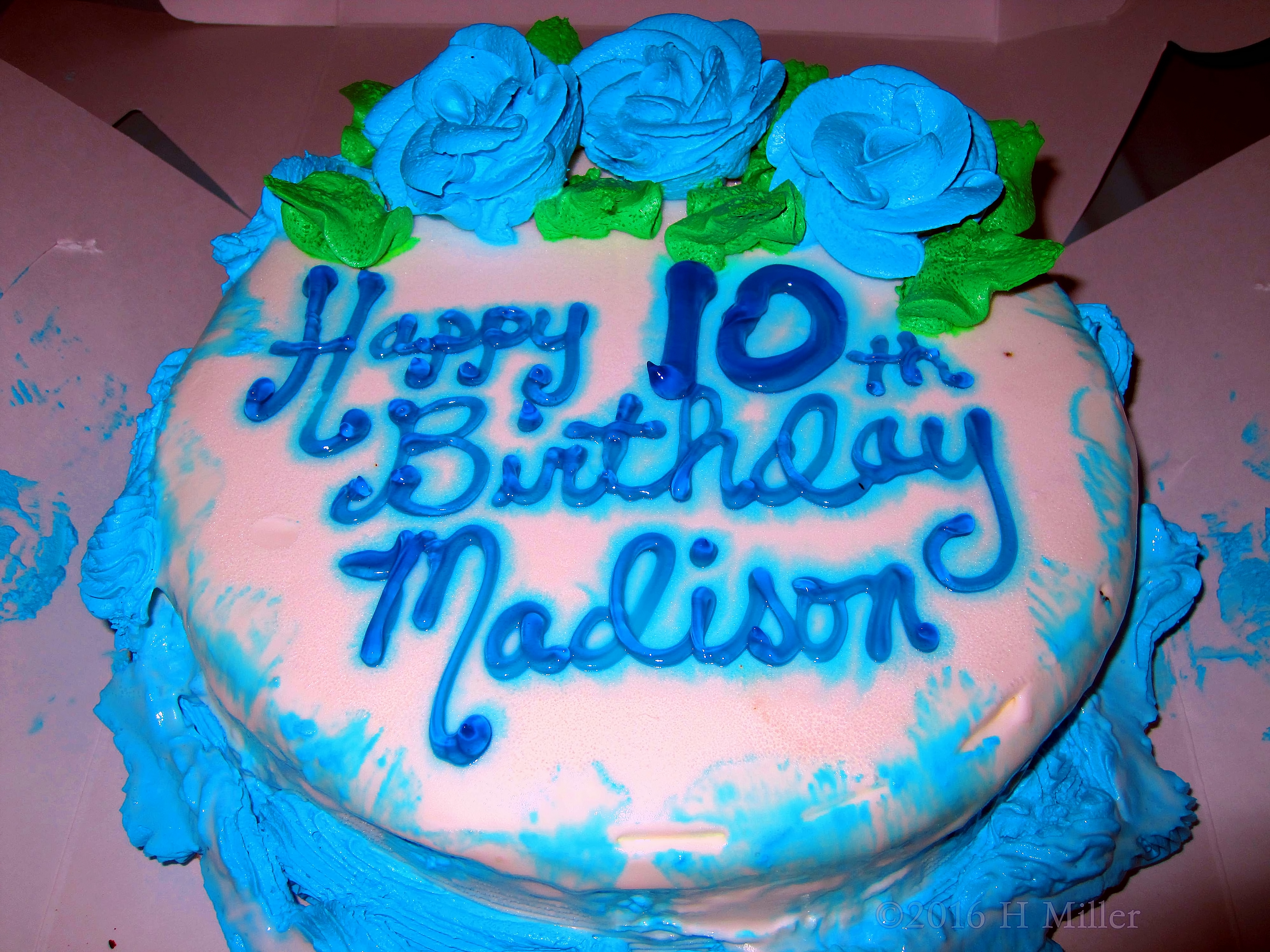 Beautiful Blue Tenth Birthday Cake 