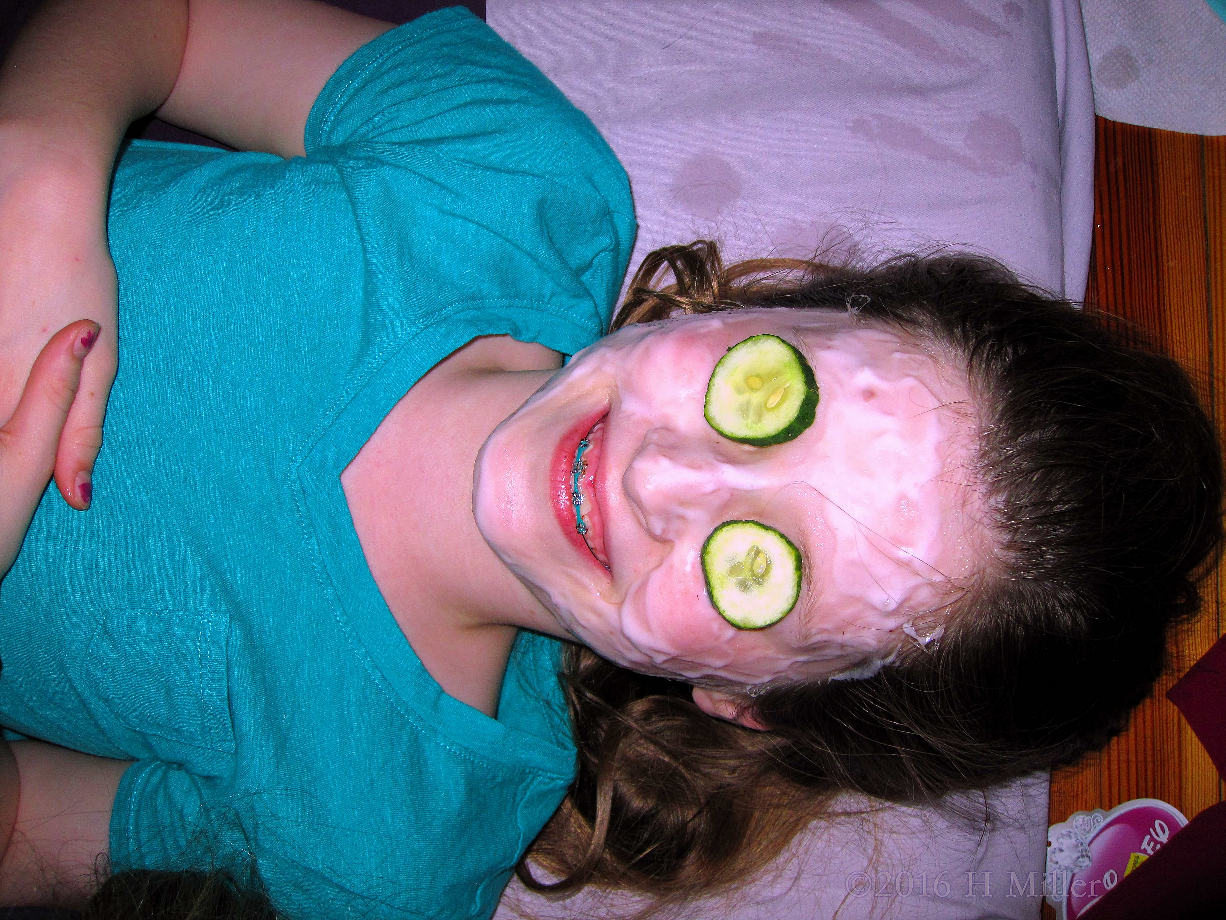 Smiling Big During Her Homemade Strawberry Facial Smiling Big During Her Homemade Strawberry Facial