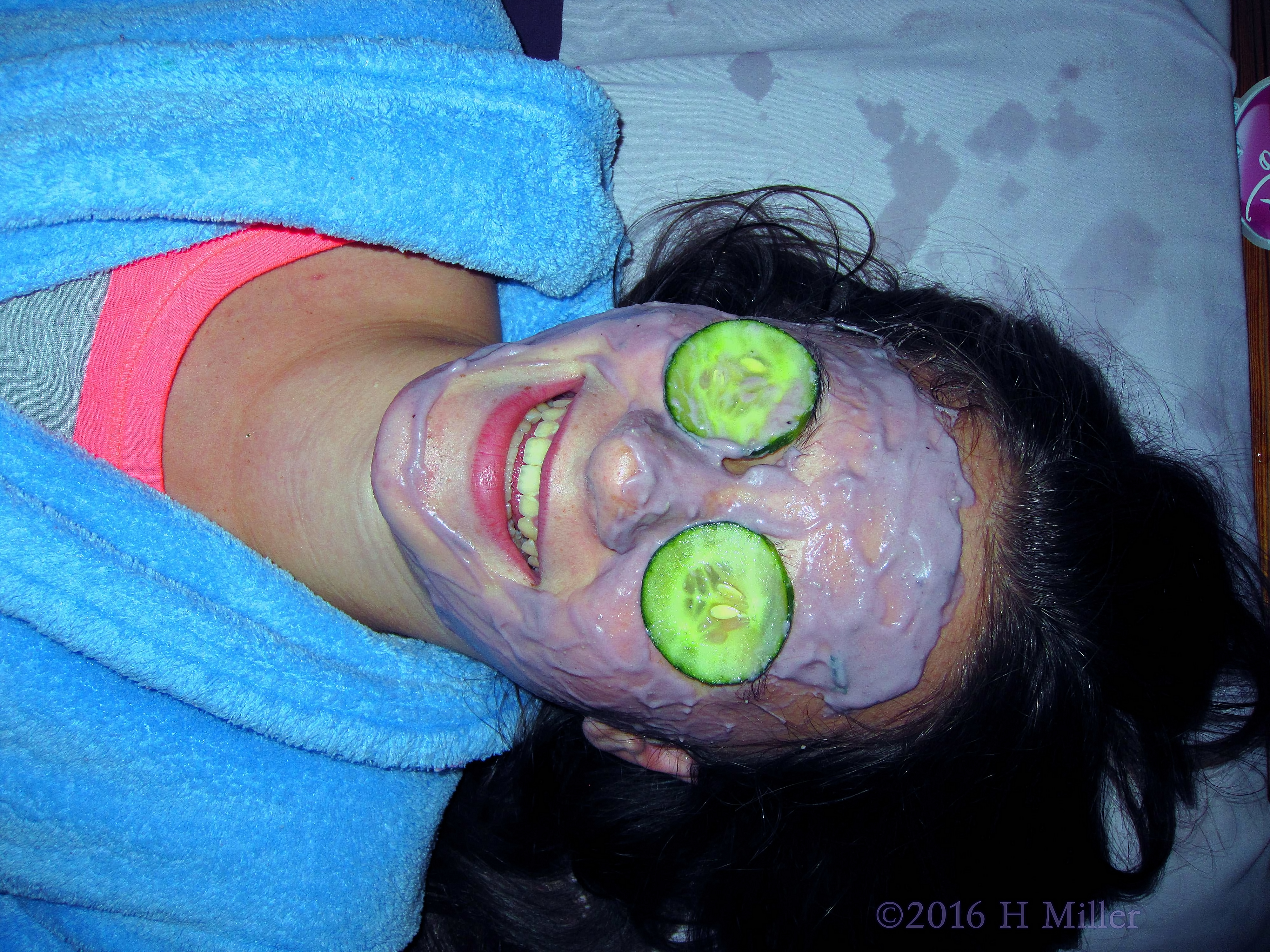 Happy And Relaxed In Her Homemade Blueberry Facial Happy And Relaxed In Her Homemade Blueberry Facial