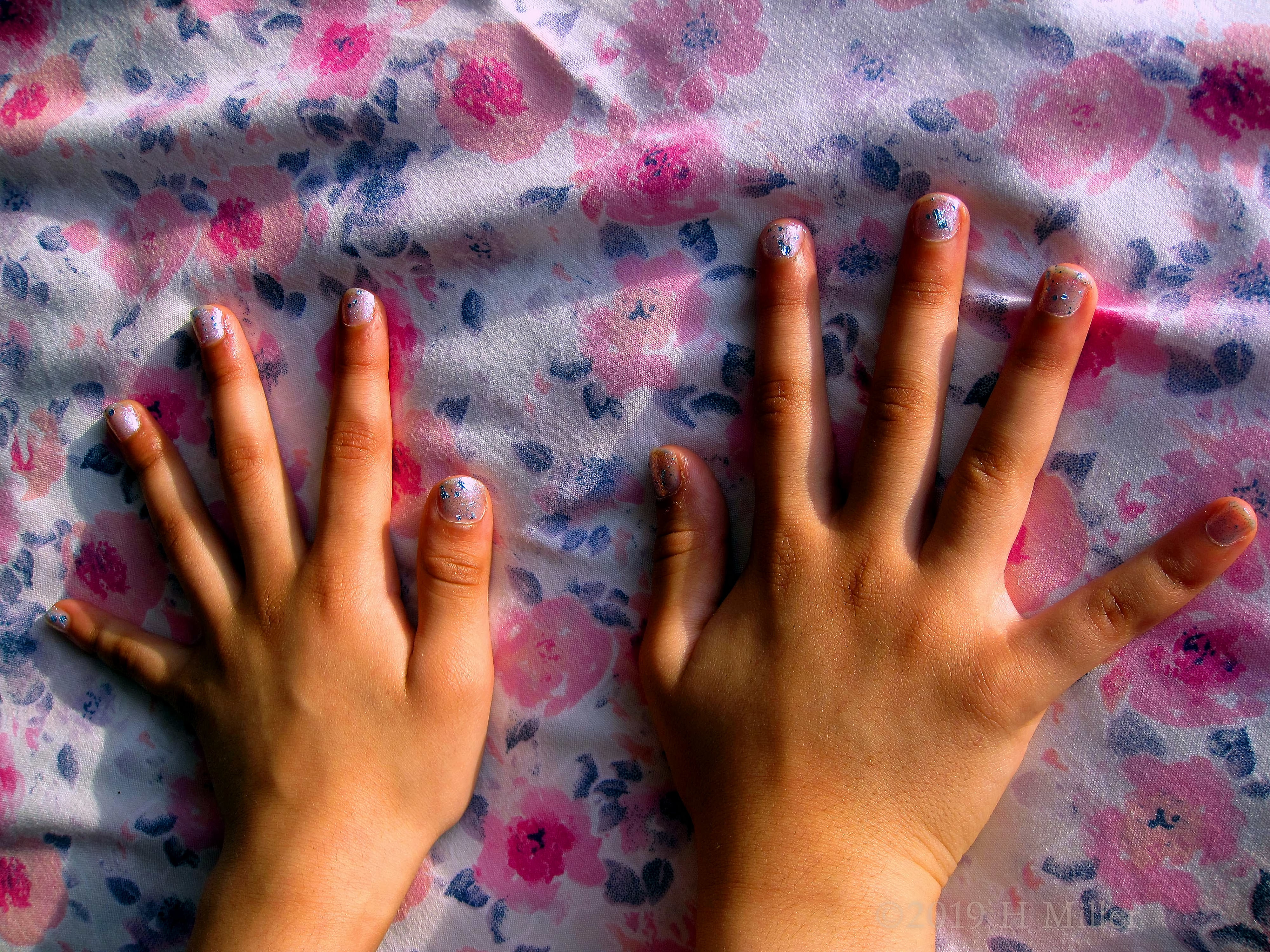 Adorable! White Glittery Kids Manicure!