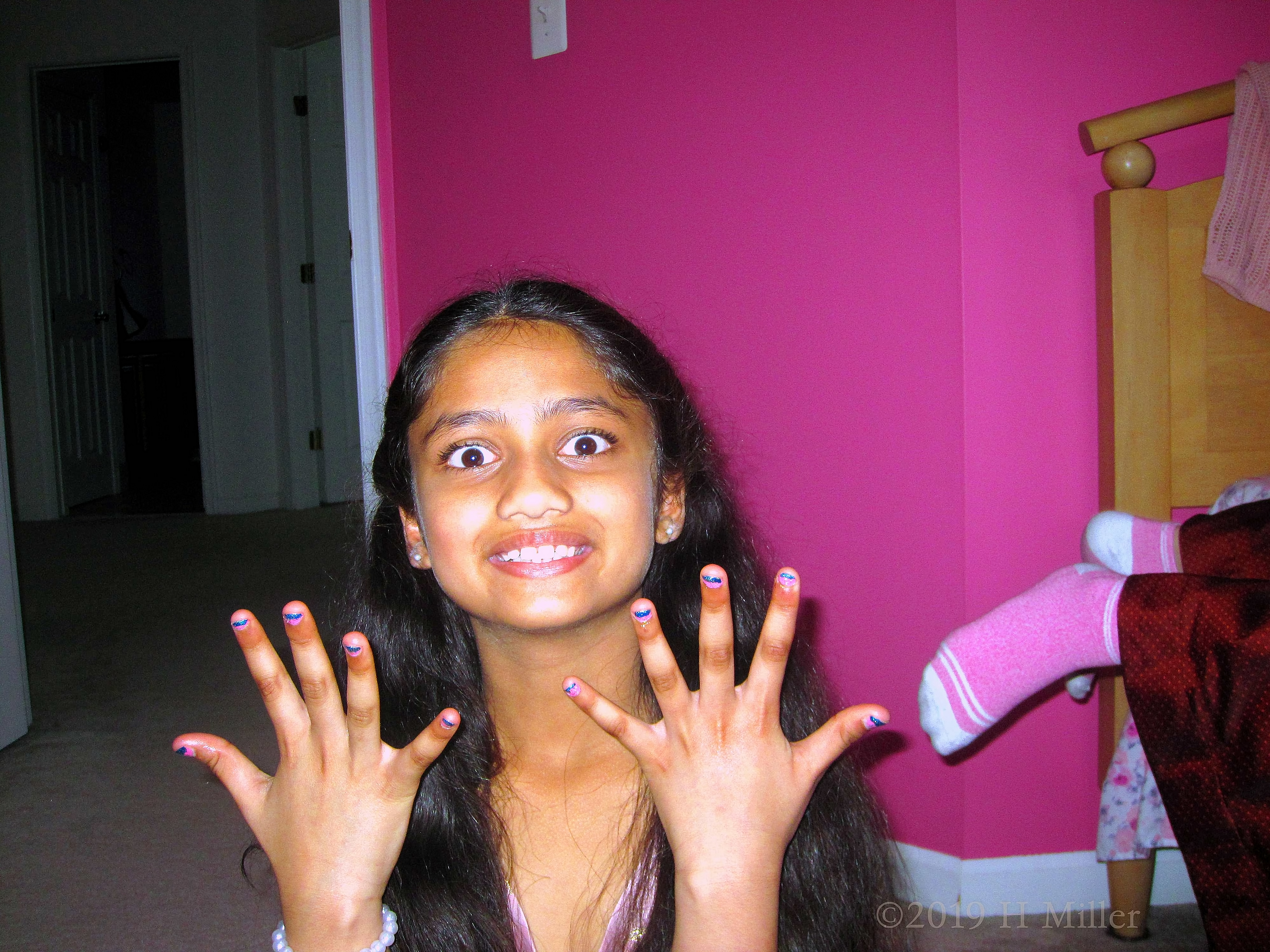 Touch of Elegance At The Kids Nail Salon! She Is Excited About Her Kids Manicure 