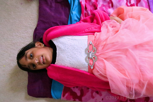 Pink! She Is Waiting For Her Kids Facial In A Pink Spa Robe On A Pink Mat! Pink! She Is Waiting For Her Kids Facial In A Pink Spa Robe On A Pink Mat!