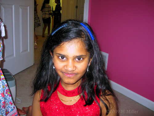 Stunning Kids Hairstyle! Blue Beads Fit Perfectly On The Birthday Girl's Hair