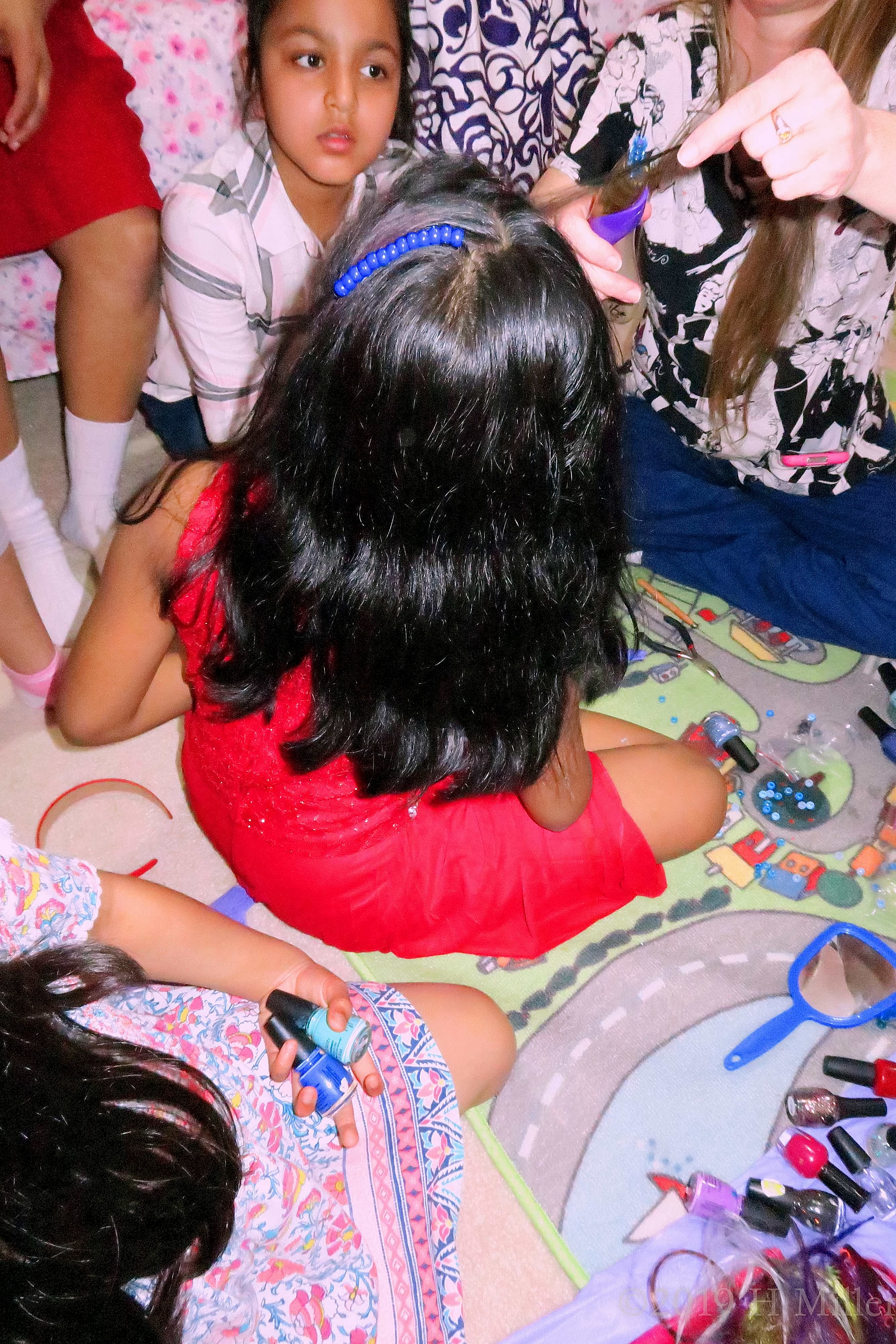 Bead Strands! Pretty Kids Hairstyle With A Blue Bead Strand 