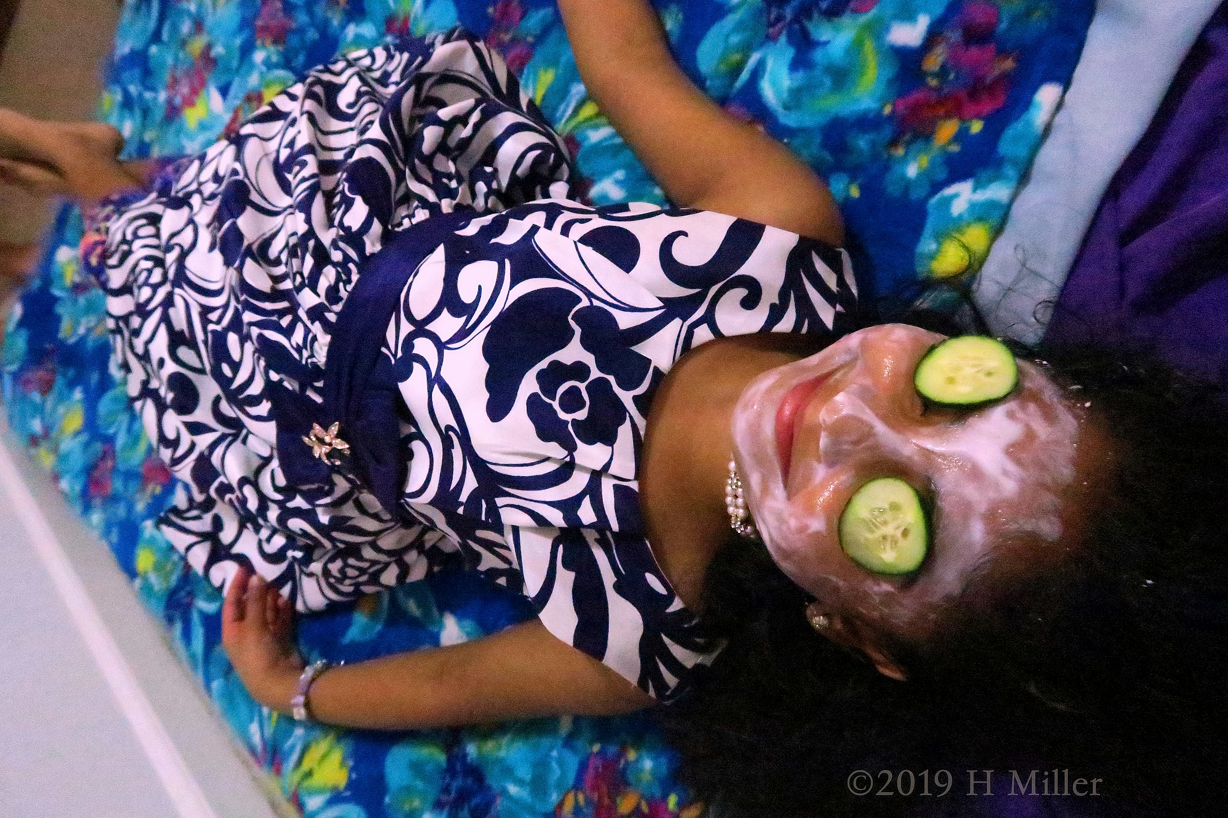 Smiling During Girls Facials. She Is Happy With Cukes On Her Eyes! 
