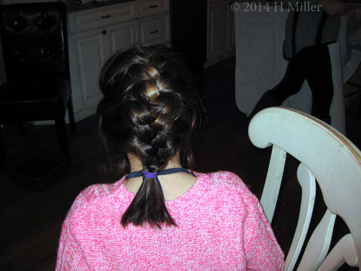 Fishtail Braid Hair Styling At The Girls Spa Party 