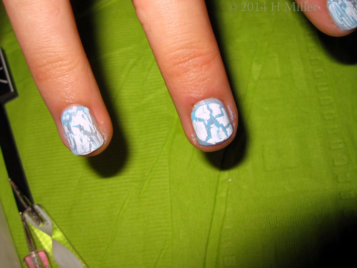 OPI White Shatter On Light Blue Nail Art Close Up OPI White Shatter On Light Blue Nail Art Close Up