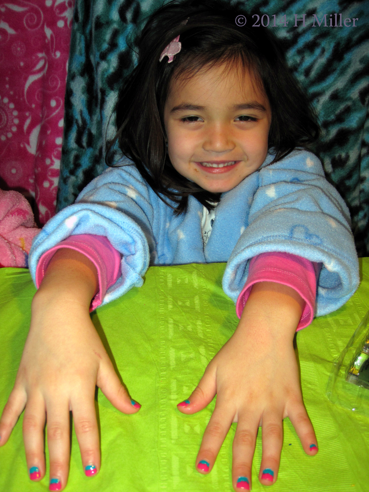 Blue And Pink Kids Nail Art Pretty Color Combo! 