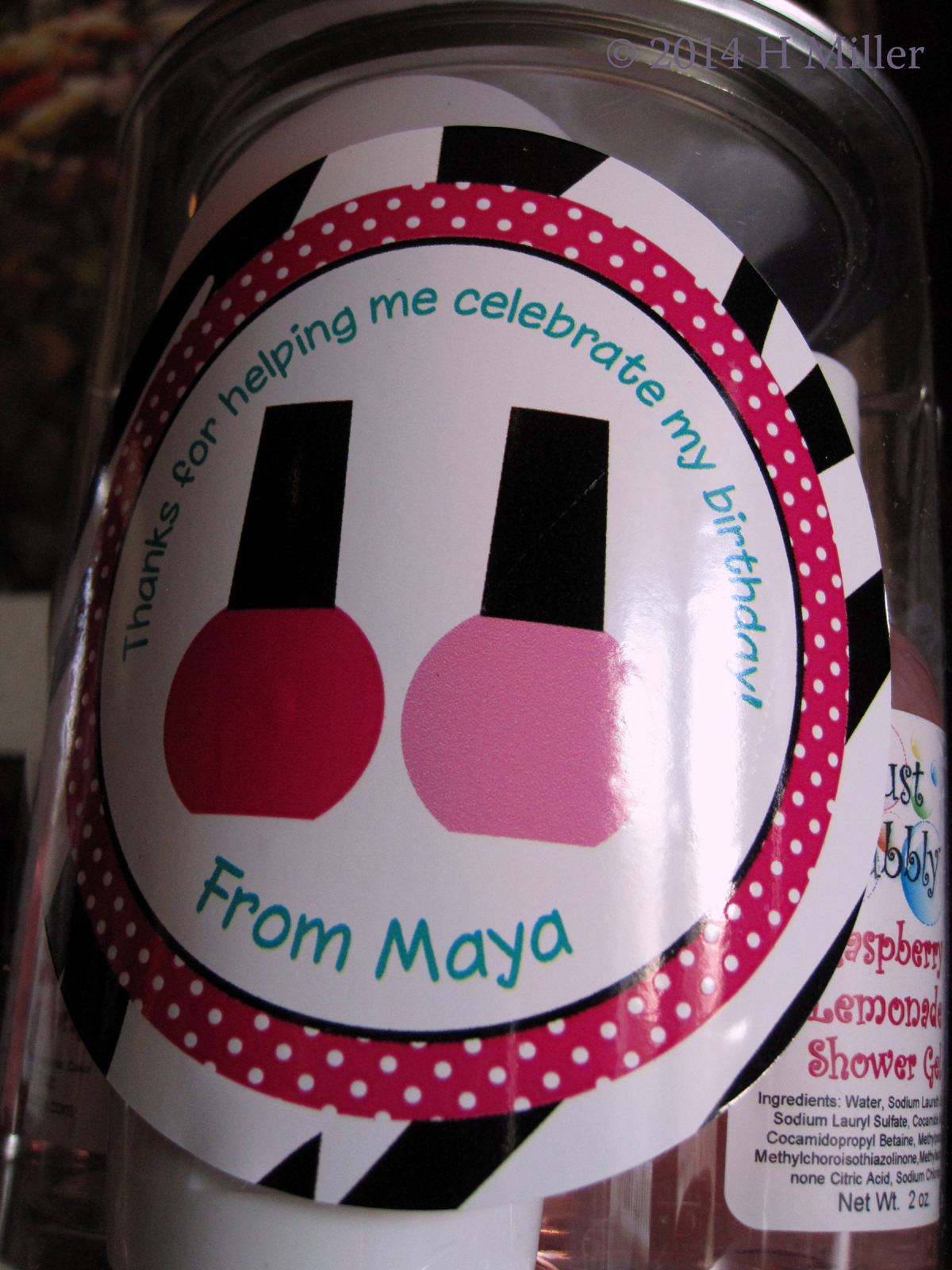 Custom Labels On Maya's Spa Party Gift Bags 