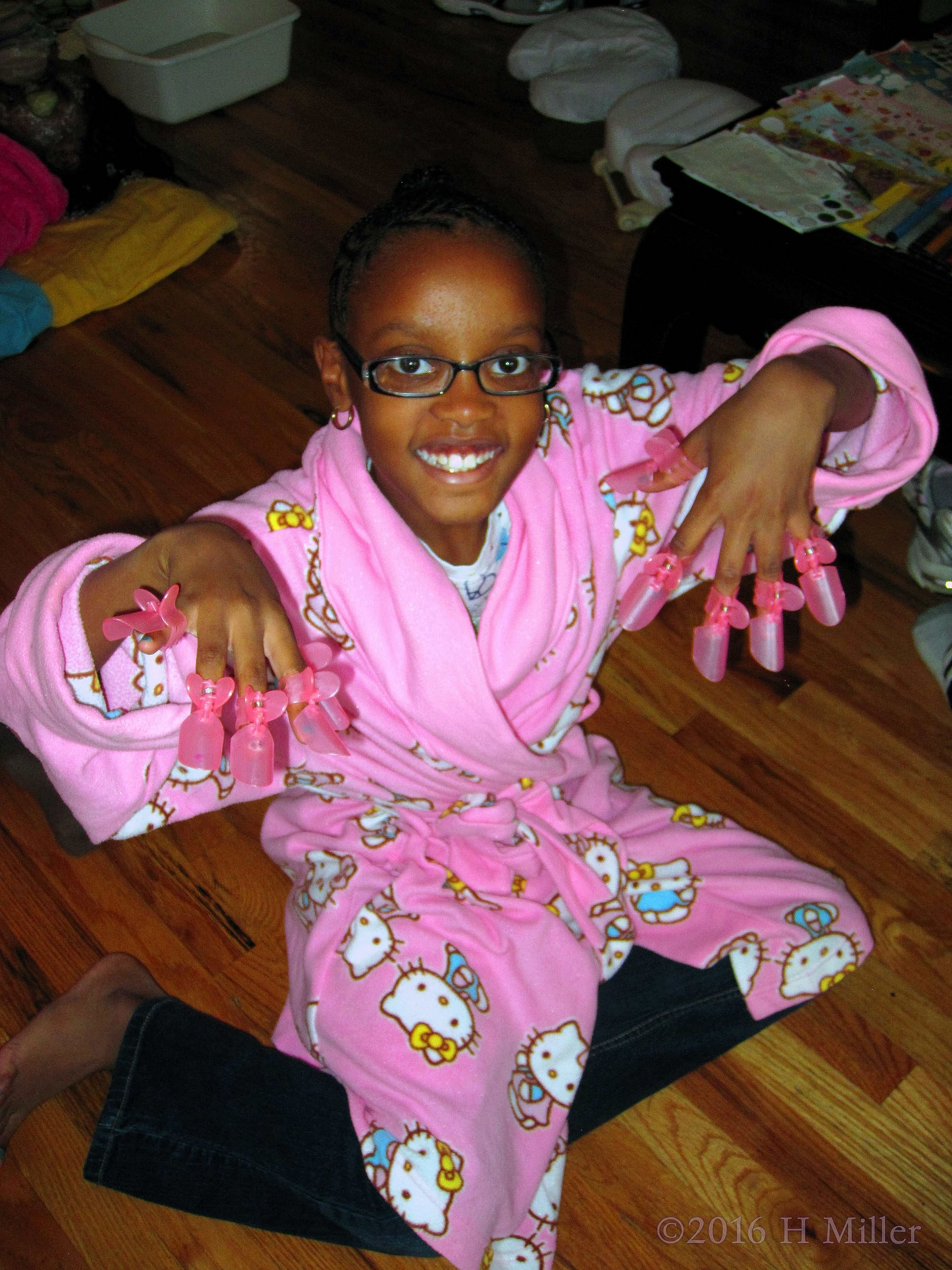 Showing Off Her Manicure Protectors! Showing Off Her Manicure Protectors!