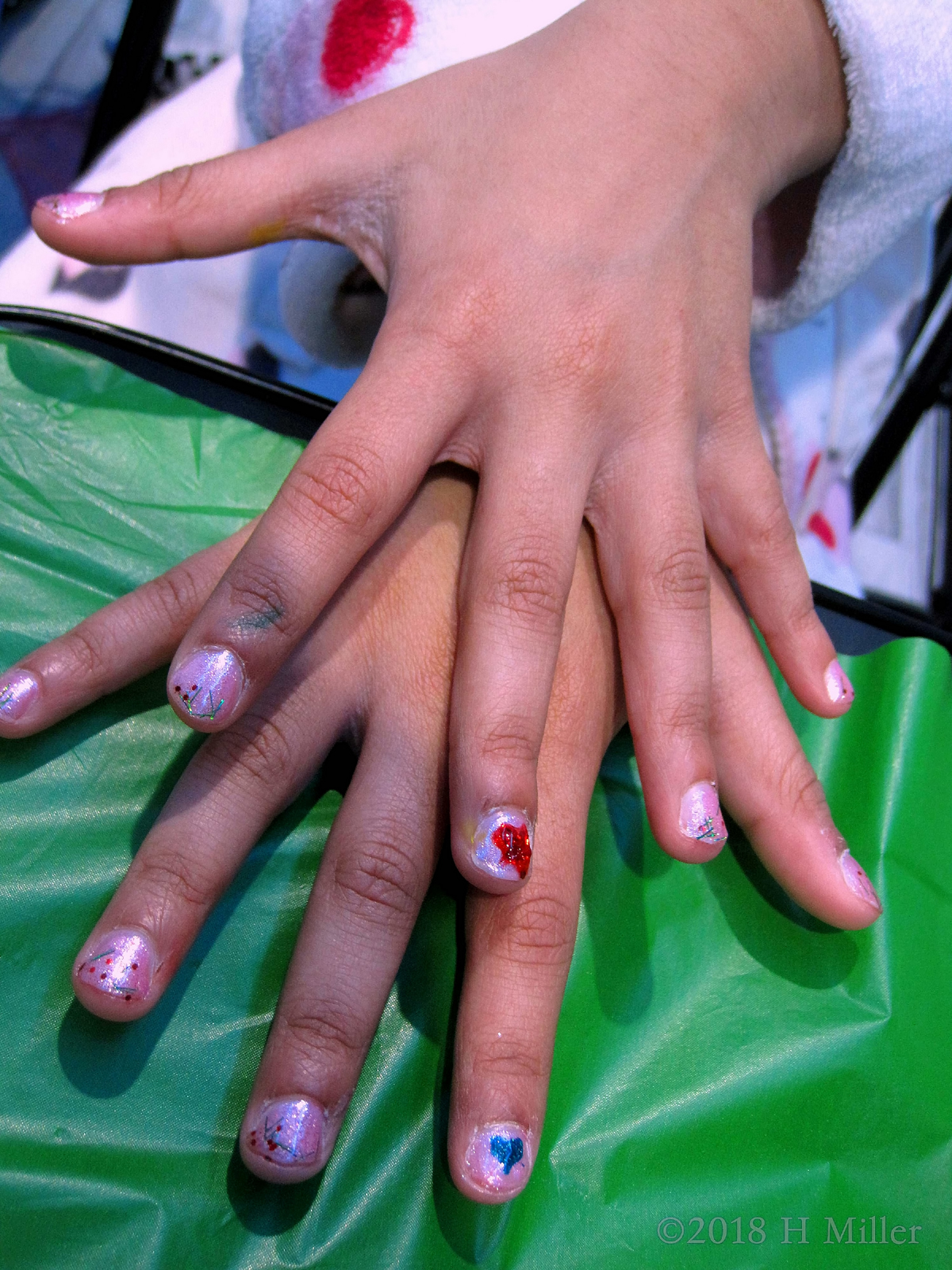Another Shot Of Beautiful Heart Nail Designs On This Kids Manicure.