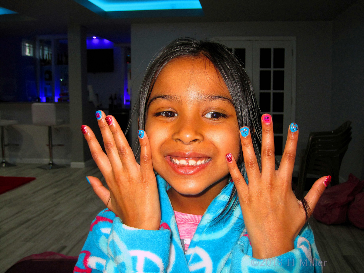 Happy Party Guest With Her Unique Mini Mani
