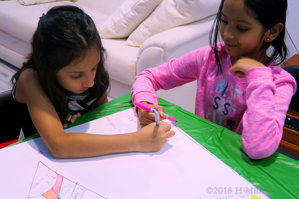 Meesha Designing Her Spa Birthday Card With Her Friend 