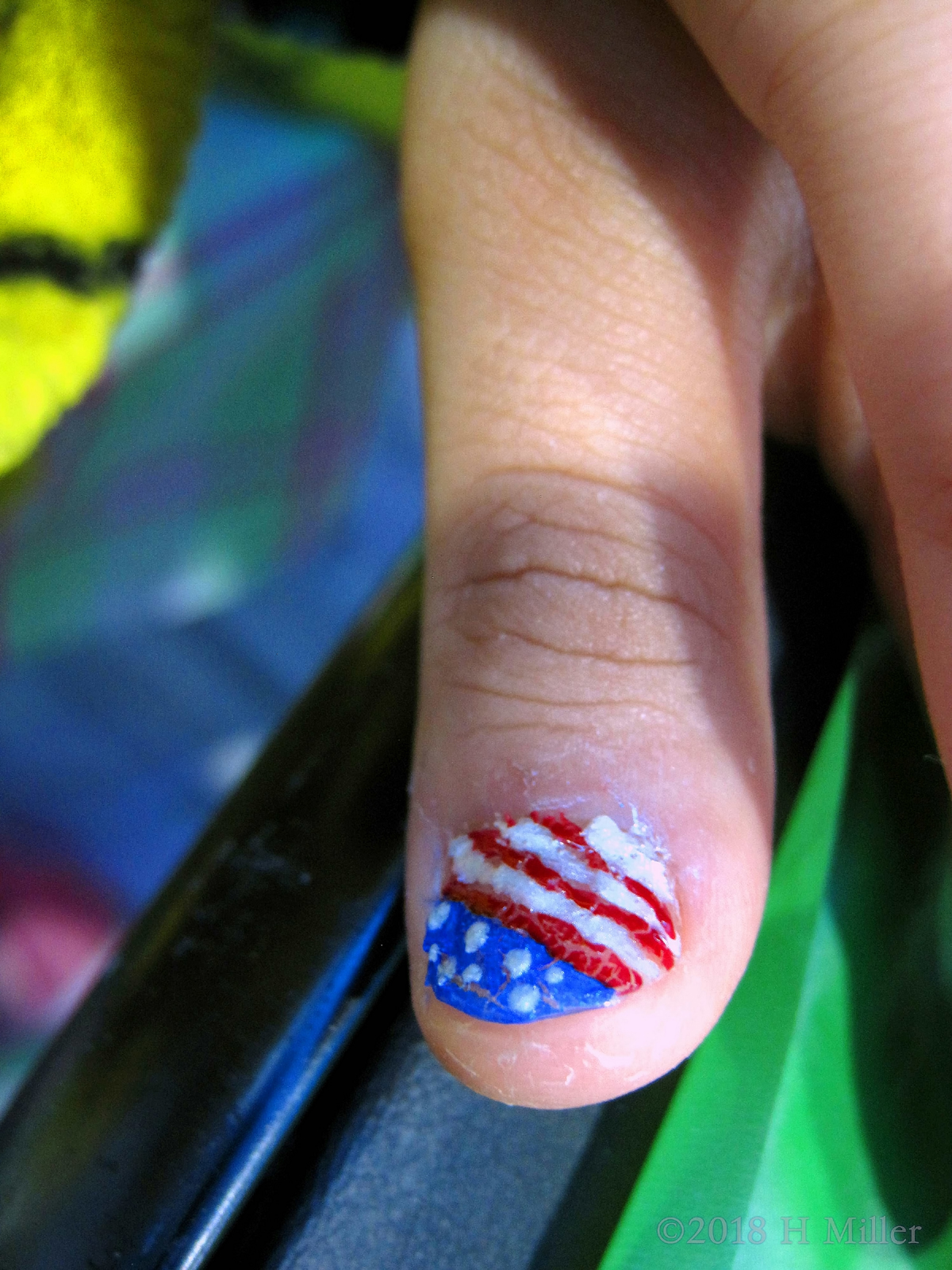 Nail Art Design With A Replica Of The American Flag 