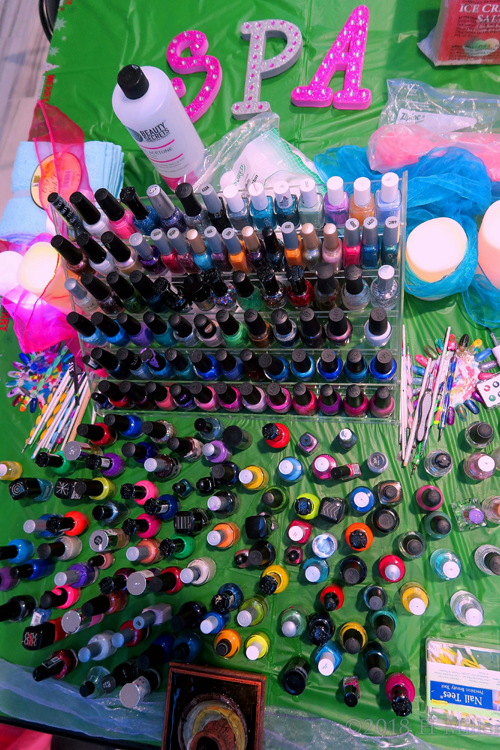 Pink, Blue, Yellow, Purple, Green, White And Glitter Polish Choices At The Kids Nail Spa. Pink, Blue, Yellow, Purple, Green, White And Glitter Polish Choices At The Kids Nail Spa.