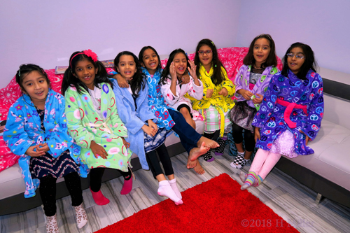 The Birthday Girl And Friends All Dolled Up In Comfy Spa Robes The Birthday Girl And Friends All Dolled Up In Comfy Spa Robes