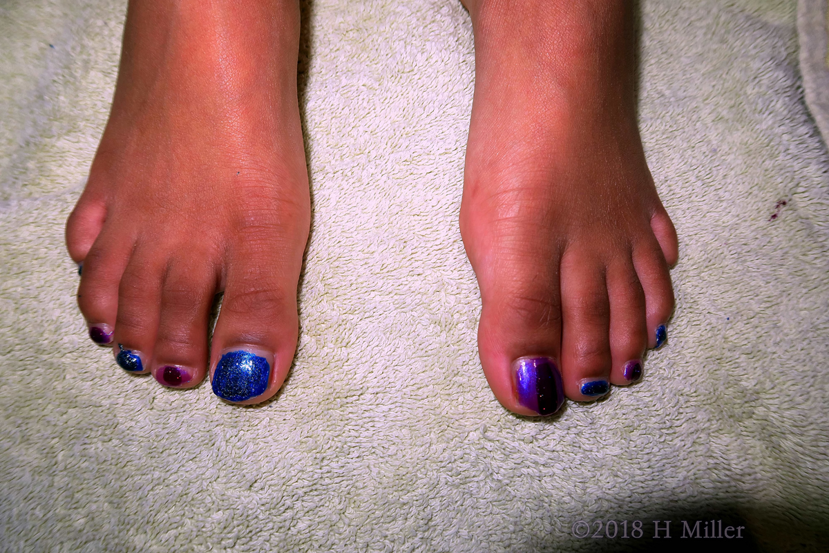 Hues Of Blue And Purple To Complete Her Spa Pedi 