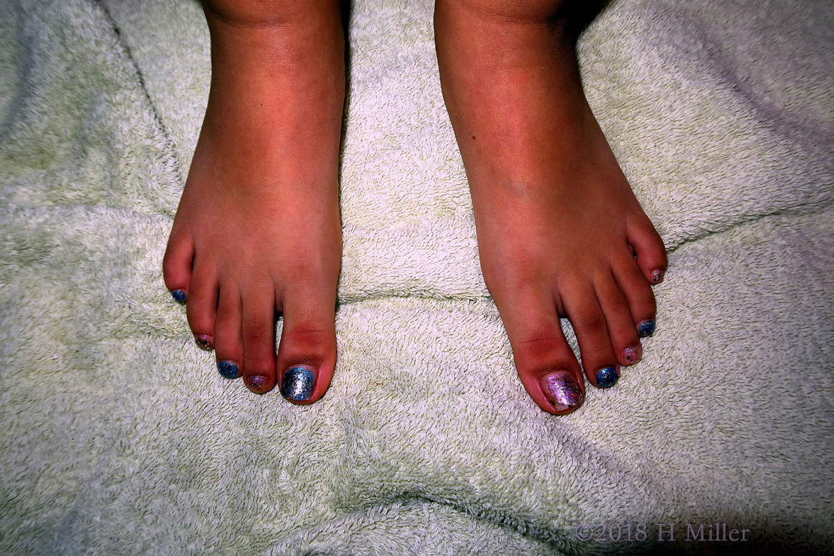 Metallic Blue And Purple Girls Pedicure 