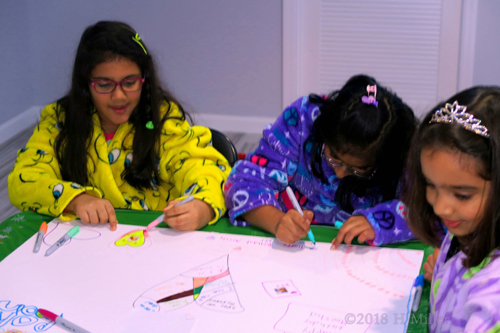 Party Guests Decorate Spa Birthday Card In Their Comfy Spa Robe Party Guests Decorate Spa Birthday Card In Their Comfy Spa Robe