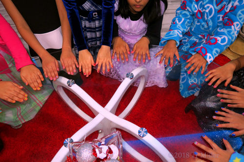 Party Guests Showing Kids Manicures And Cool Nail Designs Off