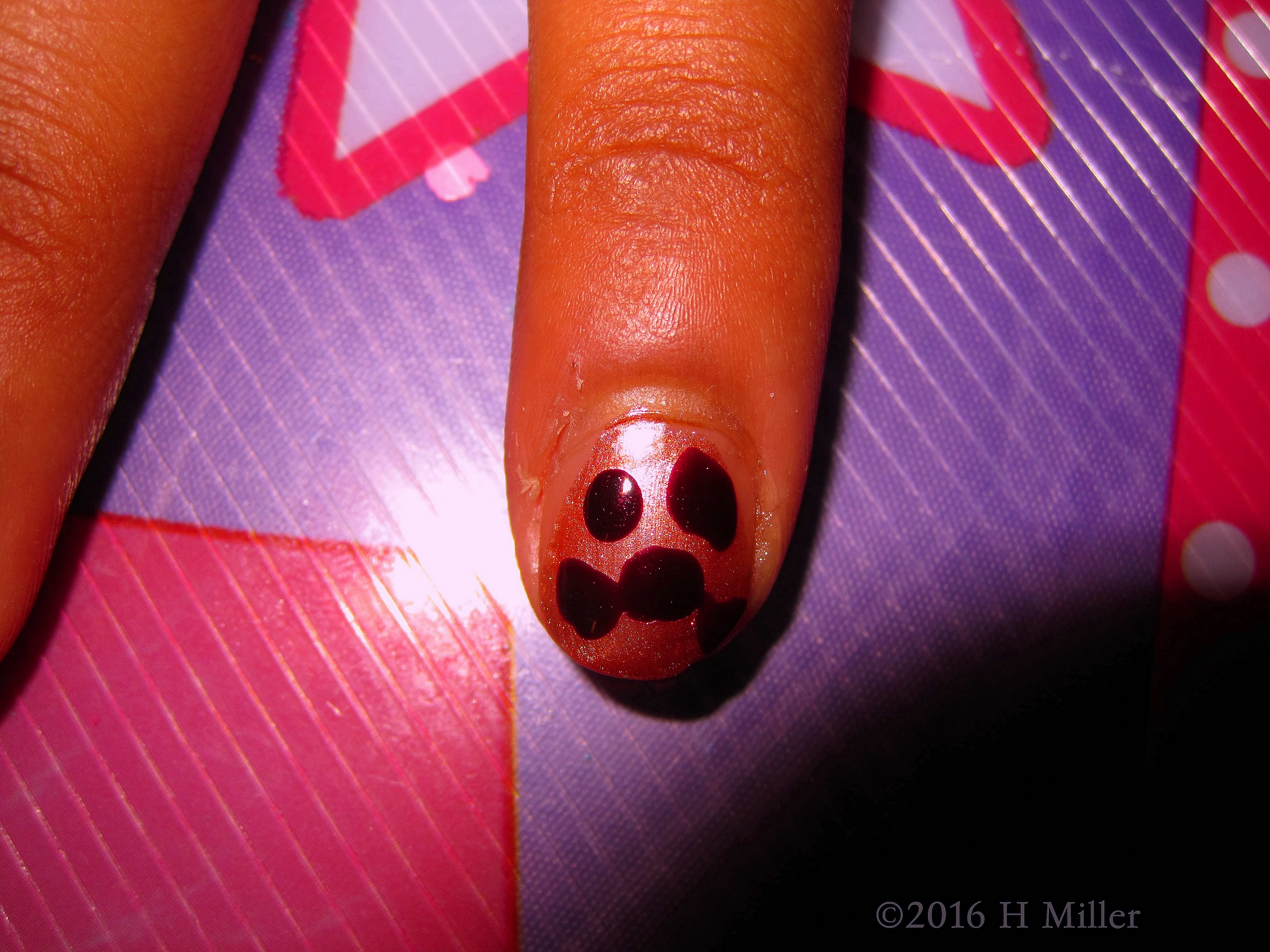 Close Up Of Polka Dot Kids Manicure Close Up Of Polka Dot Kids Manicure