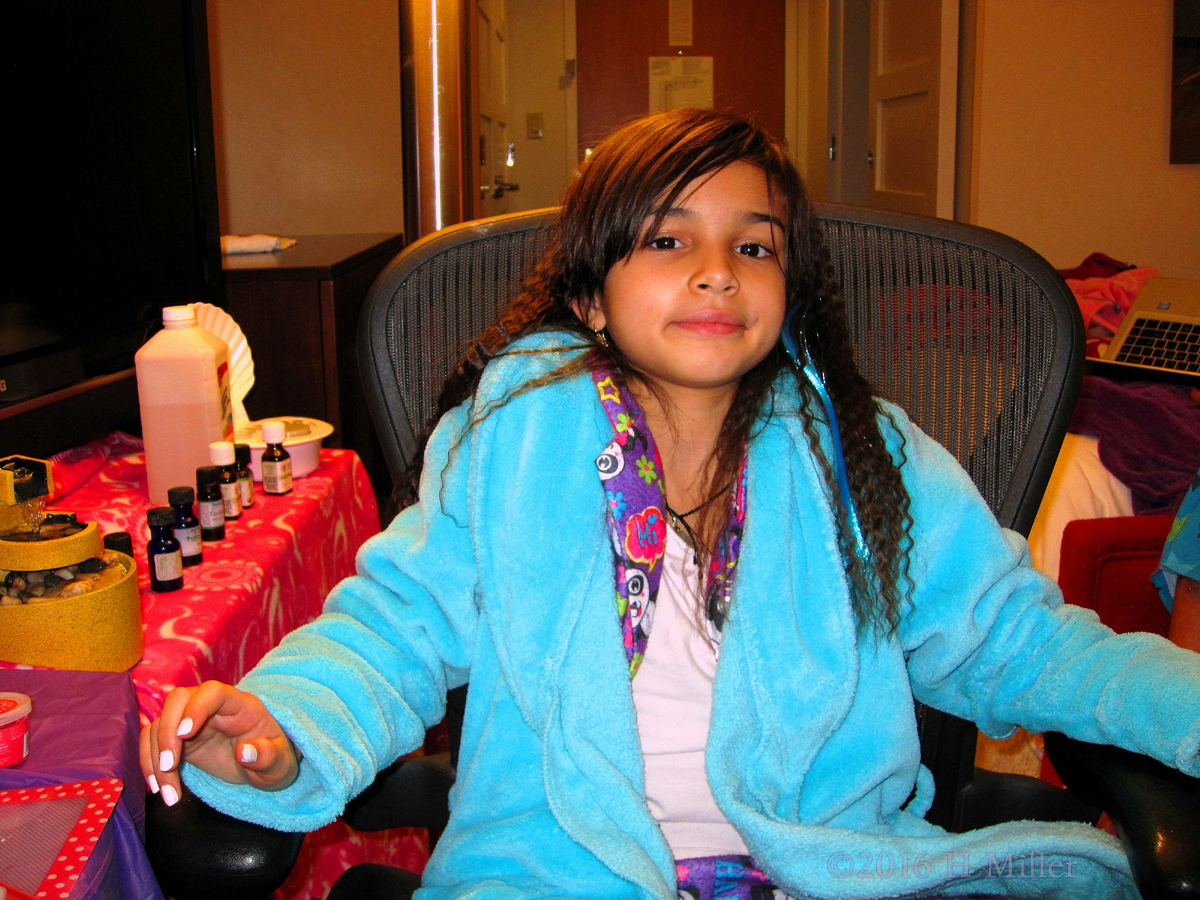 Crimped Hair And A White Manicure At The Spa Party For Girls 