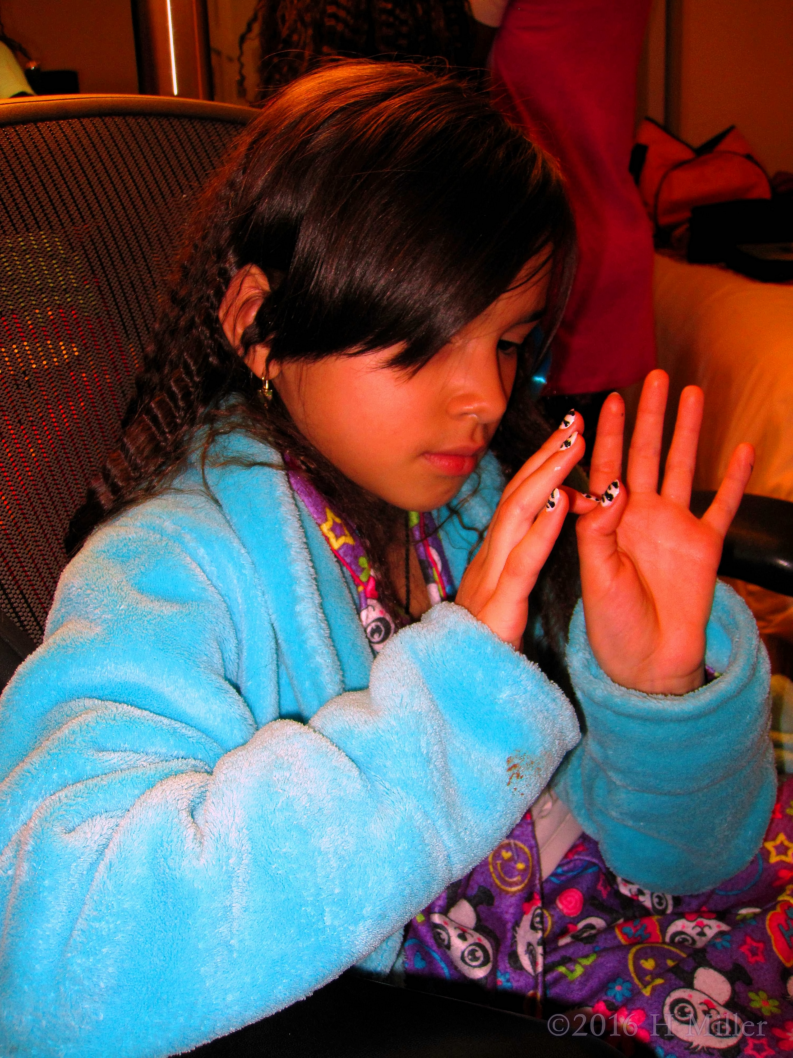 Looking At Her Manicure For Girls Closely Looking At Her Manicure For Girls Closely