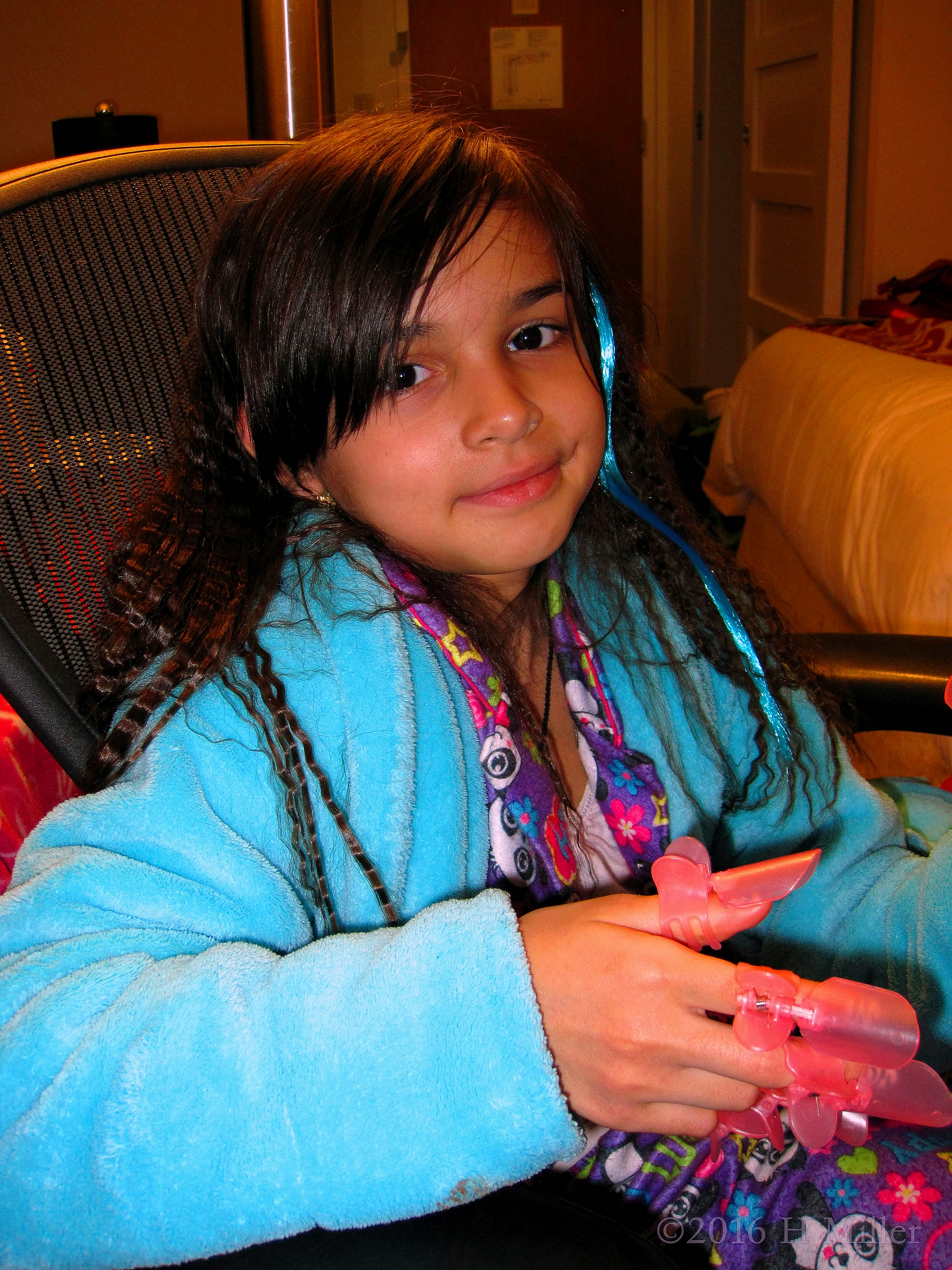 Smiling Big With A Crimped Girls Hairstyle And A Blue Hair Feather! Smiling Big With A Crimped Girls Hairstyle And A Blue Hair Feather!