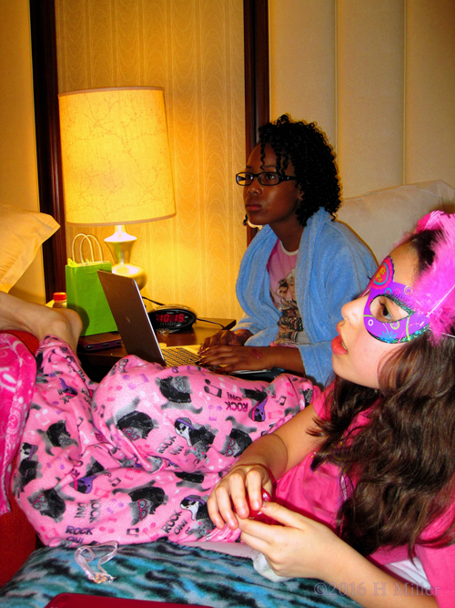 Blue Robed Spa Girl On Her Lapto Blue Robed Spa Girl On Her Lapto