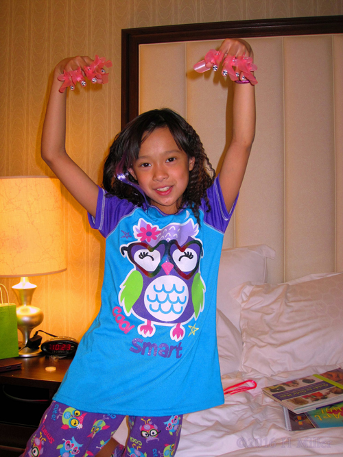 Holding Her Kids Manicure With Nail Protectors Above Her Head! Holding Her Kids Manicure With Nail Protectors Above Her Head!