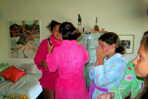 Laughing Before The Spa Party. Laughing Before The Spa Party.