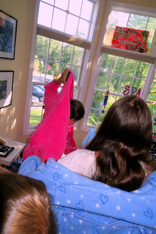 Putting On Spa Robes. Putting On Spa Robes.