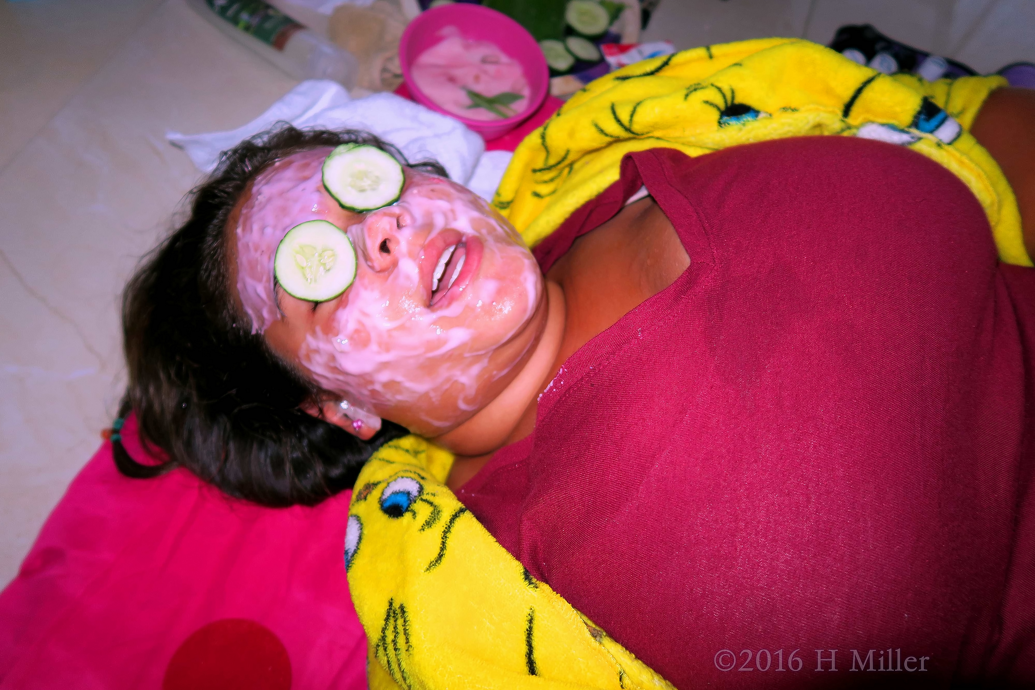 Relaxed And Loving Her Homemade Strawberry Facial 