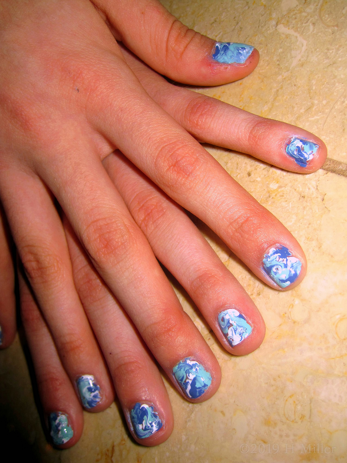 Another View Of The Lovely Swirled Kids Nail Design! 