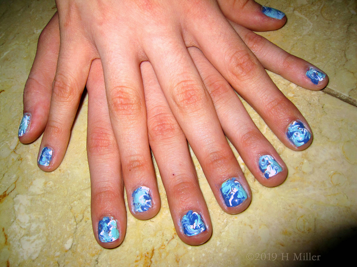 Marbly Marbled Swirls! Nail Designs For Kids Manicures Are Super Pretty! 