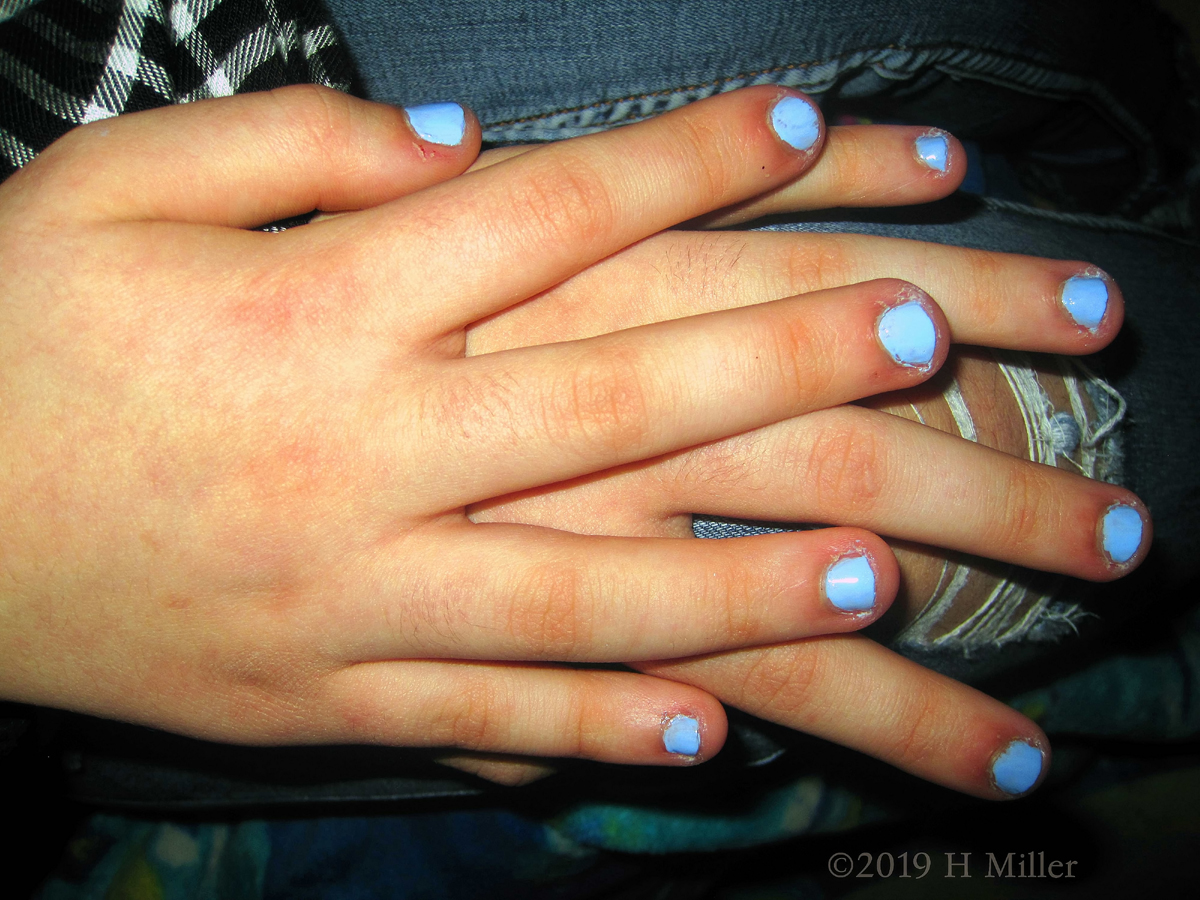 Such A Pretty Light Blue! Kids Manicure Completed. 
