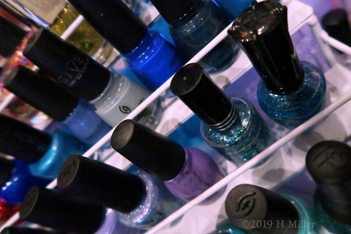 The Purples And Blues On The Kids Nail Spa Rack! 