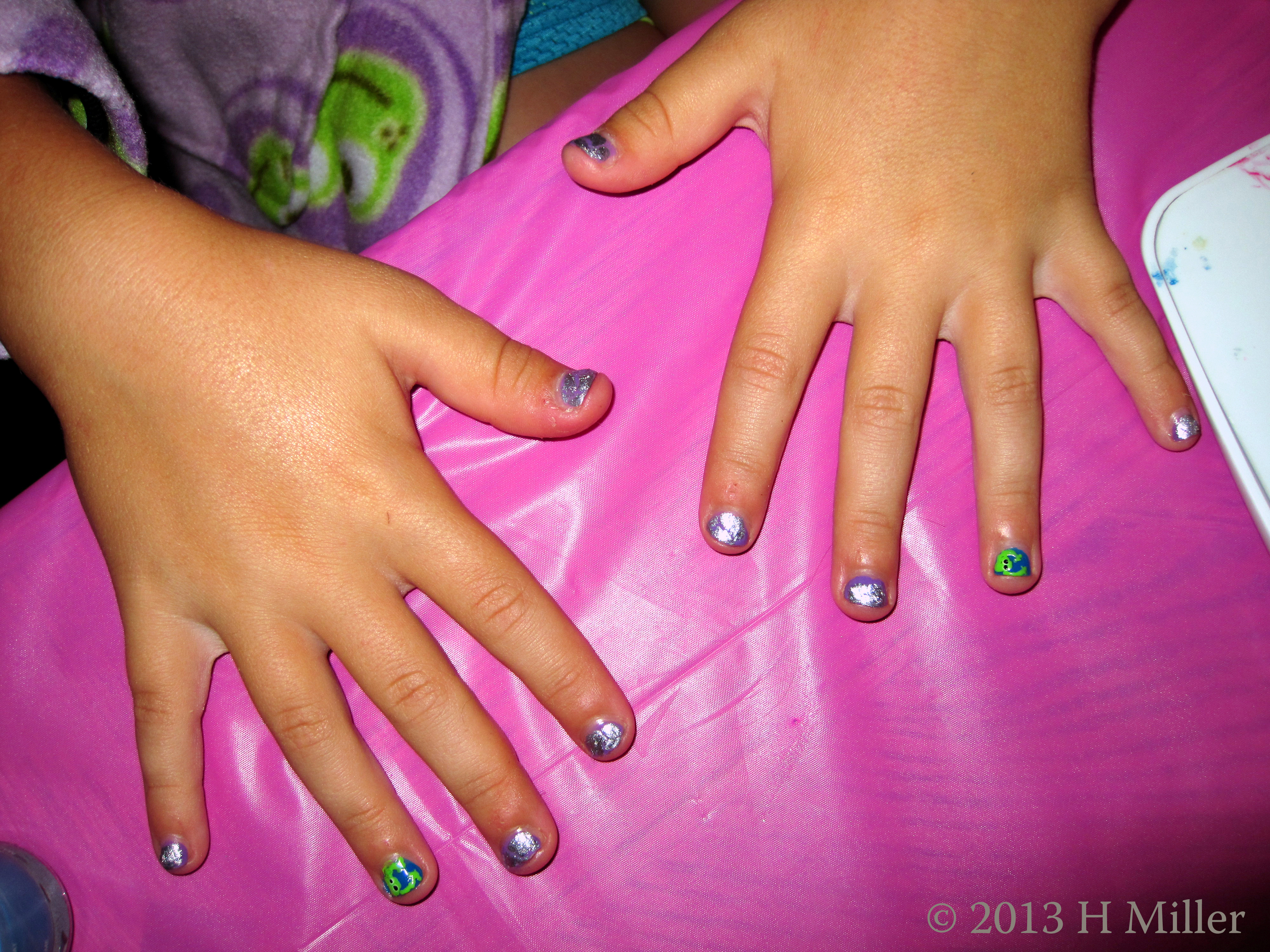 Purple Background with Silver OPI Shatter with Froggie Nail Art Purple Background with Silver OPI Shatter with Froggie Nail Art